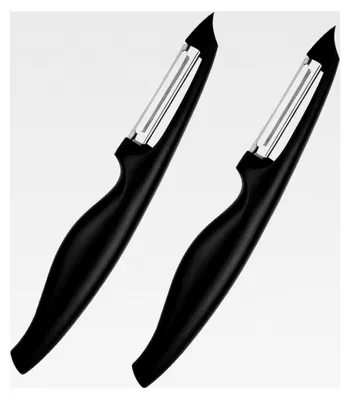 Produktbild von 2 Stück Extra Scharfe Gemüseschäler mit Ergonomischem Silikongriff, Kartoffelschäler und Apfelschäler, Edelstahl Pendelklinge, Spülmaschinenfest (Schwarz)