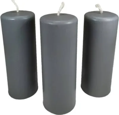 Produktbild von 3x Stumpenkerzen Rustikal Höhe 95mm Ø34mm aus Bienenwachs Tropfkerzen Grau 36364