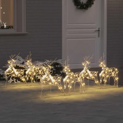 Imagen del producto de vidaXL, 6 ciervos navideños, 180 LEDs, luz blanca cálida