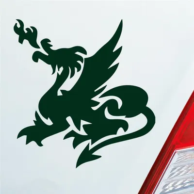 Produktbild von Auto Aufkleber Chinesischer Drache Dragon Fire 10x9,5 cm Dunkelgrün Sticker Heckscheibenaufkleber