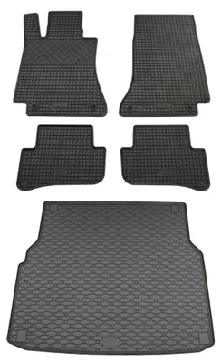 Rigum Gummi Fußmatten + Kofferraumwanne im Set für Mercedes S205 Kombi, schwarz