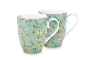 Produktbild von PIP STUDIO Jolie Flowers Blue Becher mit Henkel gross Set2