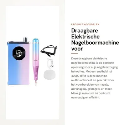 Produktbild von Tragbare elektrische Nagelbohrmaschine für Acrylnägel und Gel-Lackierungen