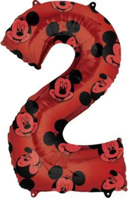 Image de Amscan Anagram 4013201 - Ballon Disney Mickey Mouse numéro 2 - 66 cm, rouge/envol, uni (Getaway Solids)