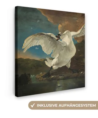 Produktbild von MuchoWow® - Leinwandbilder - Schwan - Alte Meister - Jan Asselijn, Wandbild, Wanddeko Bilder Wohnzimmer, 50x50 cm