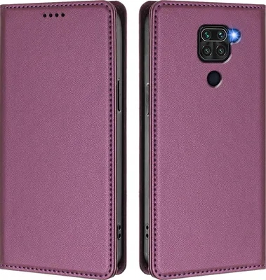 Image de Housse de téléphone portable pour Xiaomi Redmi Note 9 4G, étui à rabat en cuirPolyuréthaneantichoc Housse magnétique avec support Violet