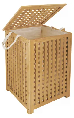 Produktbild von MSV Wäschetruhe Wäschekorb Holz Bambus 40x40x58cm als Wäschesammler