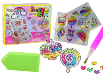 Produktbild von Leantoys Zestaw Diamencików Do Wyklejania DIY S?odycze Kolorowe Naklejki