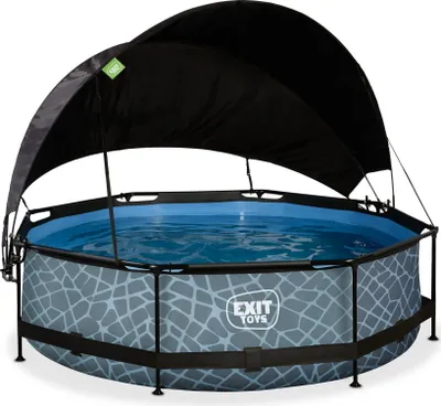 Produktbild von EXIT Stone Pool ø300x76cm mit Filterpump und Sonnensegel - grau