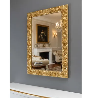 Immagine prodotto di MO.WA specchio da parete classico 62x82 oro, specchio decorativo rettangolare foglia oro, specchio decorato con cornice in legno, per soggiorno, camera da letto, bagno