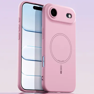 Produktbild von Magnetische Handyhülle für iPhone Air, MagSafe kompatible, Flüssig Silikon Stoßfest Kratzfest Hülle Pink