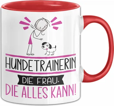 Produktbild von Hundetrainerin Geschenk Tasse Becher Die Frau Die Allen Kann Geschenkidee für eine Hundetrainerin Lustig (Rot)