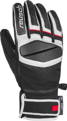 Produktbild von Reusch Herren Ziegenleder Skihandschuhe Winterhandschuhe Handschuhe Mastery, Farbe:Schwarz, Artikel:-7745 black / white / fire red, Größe:9