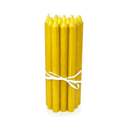 Produktbild von Dänische Premium Stabkerzen 12er Set, Leuchterkerzen, Tischkerzen, Tafelkerzen Farbe: Sonnengelb, Höhe: 29 cm