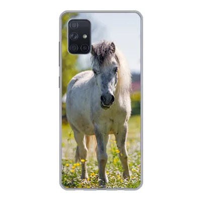 Produktbild von MuchoWow® Handyhülle Schutzhülle Hülle für Samsung Galaxy A71 Pferd - Blumen - Licht Silikon Softcase Handy Hülle - Kartenbesitzer