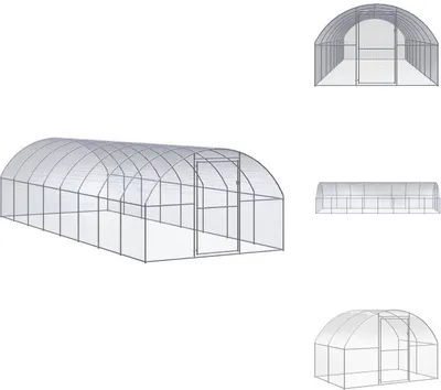 Produktbild von vidaXL Outdoor-Hühnerstall 3x8x2 m Verzinkter Stahl -  Lebensräume & Gehege für Kleintiere