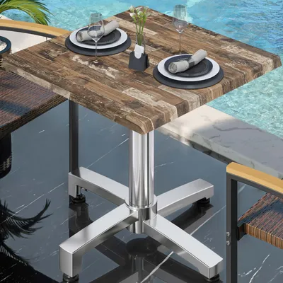 Produktbild von WBO | Bistro Außen Tisch | B:T:H 70 x 70 x 78,5 cm | Vintage Old / Aluminium | Quadratisch | Bistro Tisch Gastro Tisch
