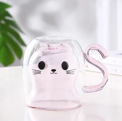Niedliche doppelwandige Glaskaffeetasse mit Griff und Löffel, 300 ml, perfekt für Kaffee, Latte und Cappuccino, ideales