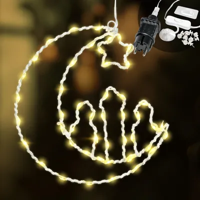 Lichtervorhang 48 LED warmweiß Ramadan-Dekoration Fenster Wand