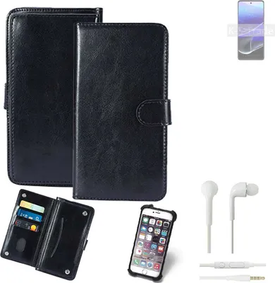 Produktbild von K-S-Trade 360° Hülle kompatibel mit Motorola Moto G Stylus 5G (2022) inkl. Headphones schwarz Kunstleder Case BookCase WalletCase