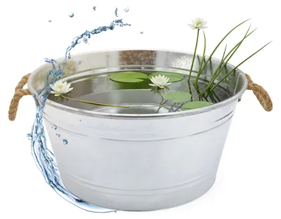 Produktbild von Zierteich Zinkwanne 25 L mit Griffen aus Jutekordel - 45 x 22 cm - Metall Blumenschale rund silber verzinkt ale