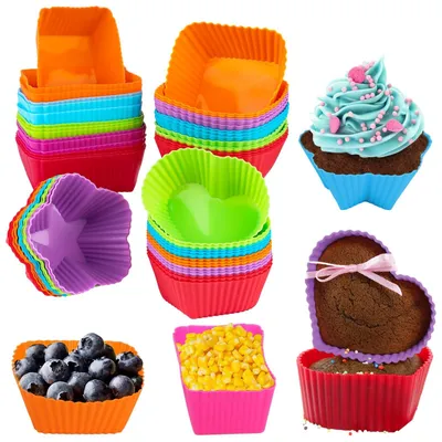Immagine prodotto di Solidchoice - 60 stampini riutilizzabili per muffin - Stampini in silicone per cupcake