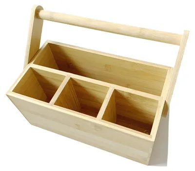 Besteckorganizer aus Bambus, 4 Fächer, mit Tragegriff, 26x14x12 cm
