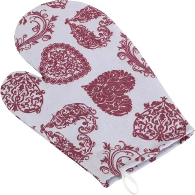 Obrázok produktu pre Kuchynská chňapka na hrnce – 28 x 18 cm – sivá, vínovo červená