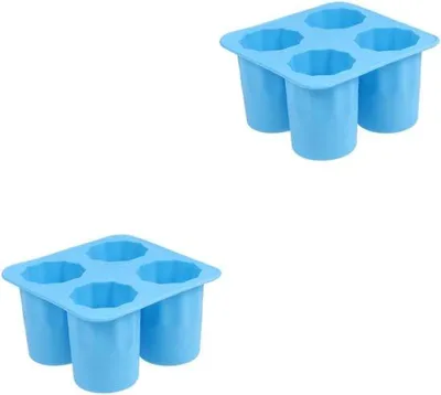 Image de VHV - Moules en forme de glaçons - 2 moules en silicone pour shots - pour refroidir et conserver - idéales pour le whisky, les cocktails, le café et les boissons