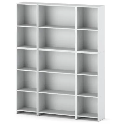 Produktbild von STIV Möbel | Bücherregal-Set Weiß Matt 150x189 cm | 15 Fächer | 3 Standregale für Wohnzimmer Büro Kinderzimmer