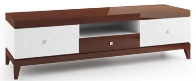 Image de Casa Padrino Buffet de luxe avec 3 tiroirs blanc / marron brillant 171,4 x 45 x H. 49 cm - Meubles de salon