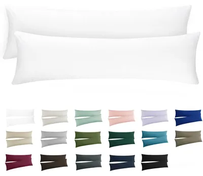 Produktbild von Kissenbezug 40x145 cm weiß, 2 Stück -  er Kissenbezug für Seitenschläfer, 40 x 145 cm, weiß mit Reißverschluss, aus Mikrofaser, Kissenbezug für Seitenschläfer 145x40 cm.