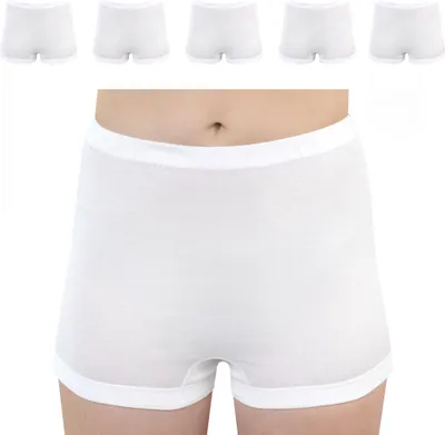 Produktbild von SES Pagenschlüpfer Damen 5er Pack Größe 52/54 aus 100% Baumwolle weiß/Feinripp Damen Schlüpfer mit Bein, hoher Leibhöhe und sanften Bündchen/kochfeste Unterhosen Damen mit hohem Komfort