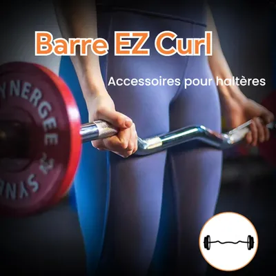 Imagen del producto de Barra para ejercicios de fuerza, cromada, de 120 cm de longitud, con un diámetro de 50 mm, y equipada con 2 seguros de resorte