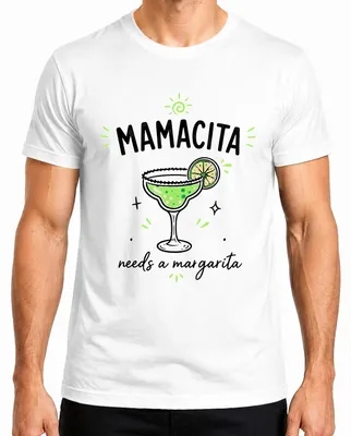 Immagine prodotto di Maglietta da uomo "Mamacita", ideale per una festa estiva a tema cocktail, scritta "Mamacita", colore bianco, taglia S