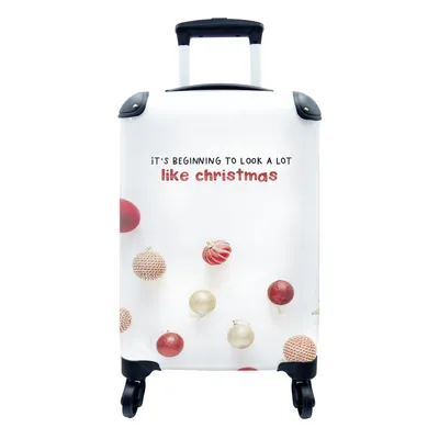 Produktbild von MuchoWow® Koffer Handgepäck Trolley Rollkoffer Kleine Reisekoffer mit 4 Rollen - Winter - Zitat - Weihnachtskugeln - Cabin Size < 55x40x23 cm & 55x40x20 cm - Fotokoffer - Kabinenkoffer - Boardgepäck - Reise-Box - Reisekoffer - Reisegepäck - Koffer mit Bild - Trolley für Kinder