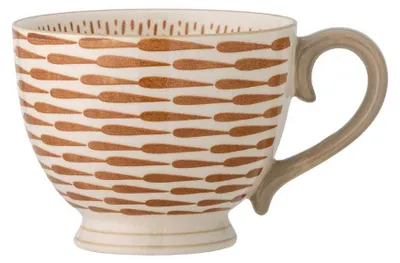 Produktbild von Bloomingville Becher MAPLE Orange Weiß 420 ml Kaffeebecher Keramik Tasse