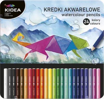 Obrázok produktu pre Akvarelové ceruzky 24 farieb v kovovej krabičke Kidea