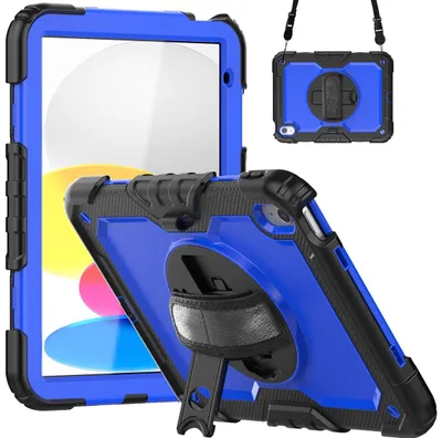 Produktbild von Mobigear SureGrip Xtreme iPad 10 (2022) Hülle Kunststoff,Silikon Backcover + Schulterträger + Ständer - Dunkelblau