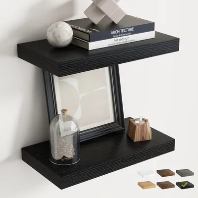 Immagine prodotto di Mensole sospese nere, set da 2, 40 cm