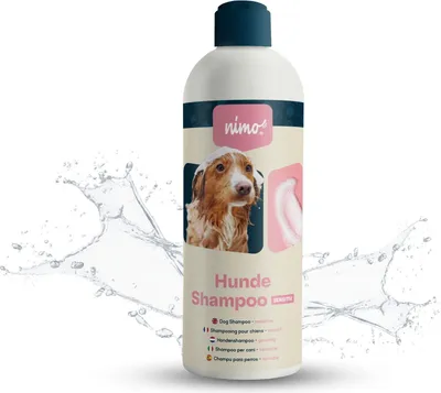 Produktbild von nimo® Hunde Shampoo sensitiv | ohne Duftstoffe & pH-Neutral mit Kollagen | für alle Hunderassen und sensible, allergische Hunde | für bessere Kämmbarkeit & glänzendes Fell, 100% tierleidfrei