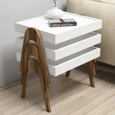 Produktbild von Skye Decor, Roma - Walnut, White, Beistelltische, Satztisch (3-teilig), Nussbaum, 53,6 x 64 x 40 cm