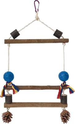 Produktbild von Natürliche Hölzerne Hängende Vogelleiterschaukel Mit Plastikspielbällen & Pinecorn Kauspielzeug Für Kleine Bis Mittlere Vögel, Vogelkäfigzubehör