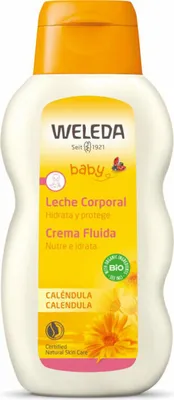 Produktbild von Weleda Lait corporel au Calendula, Milch, Wirkt beruhigend, Feuchtigkeitsspendend, Feuchtigkeitsspendend, Weichmachend, Beruhigend, Empflindliche Haut, 200 ml, Flasche, 1 Stück(e)