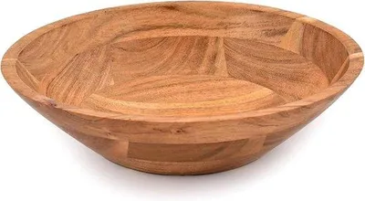 Image de Plat de service en bambou pour salades, légumes et fruits - 25 x 25 x 76 cm