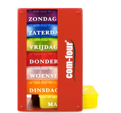 Produktbild von COM-FOUR® 1x Medikamentendosierer auf NIEDERLÄNDISCH - Medikamenten-Box für 7 Tage - je 3 Fächer - Pillendose - Pillenbox - Tablettenbox - Wochendosierer zur Aufbewahrung [NIEDERLÄNDISCH]