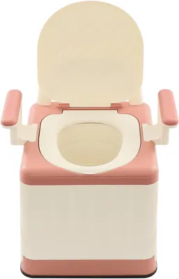 Imagen del producto de Aseo portátil - Aseo de camping - Uso exterior - Con apoyabrazos desmontables - Máximo 150 kg - Rosa Beige