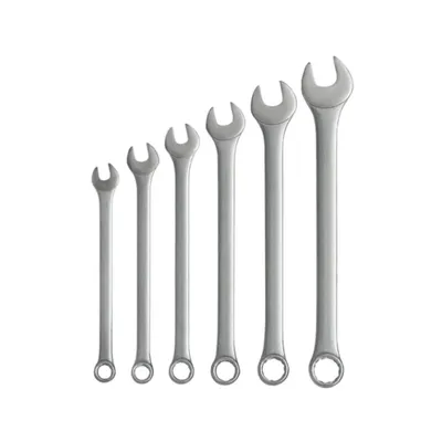 Produktbild von Gabel-Ringschlüsselsatz 10-17 mm 6-tlg. Ring-Maulschlüssel Set Cr-V Stahl verchromt Werkstatt KFZ Fahrrad