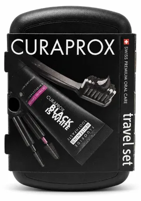 Produktbild von CURAPROX black is white Travel-Set Zahnbürste 1 Stck. PZN 18495350