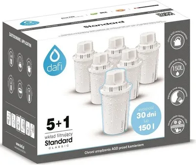 A box of Dafi Classic water filter cartridges.